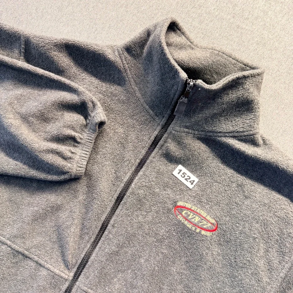 Sierra Pacific Outdoors USS CVN 77 George W Bush Fleece Jacket Gray Mens XL